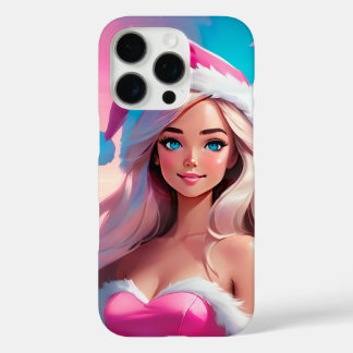 Coque iPhone 16 Pro Jolie Fille de Noël Rose 01
