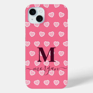 Coque Case-Mate iPhone Jolie fille rose Coeur Nom du monogramme