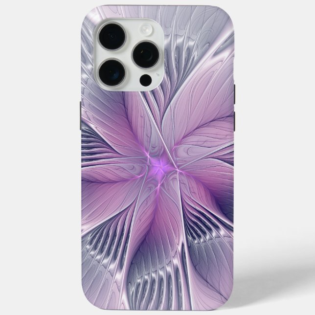 Coques Case-Mate iPhone Jolie fleur rose abstraite moderne art fractal (Verso)