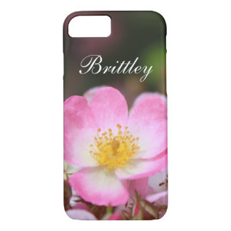 Coque Case-Mate iPhone Jolie fleur rose sauvage rose. Ajoutez votre nom.