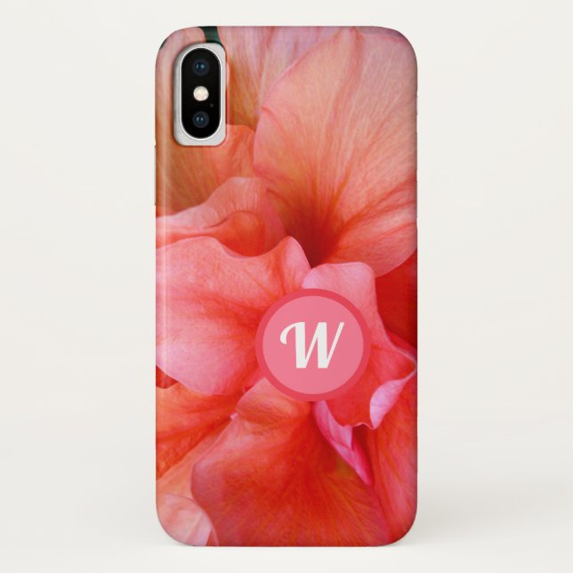 Coques Case-Mate iPhone Jolie Fleur Tropicale Fille avec Monogramme (Dos)