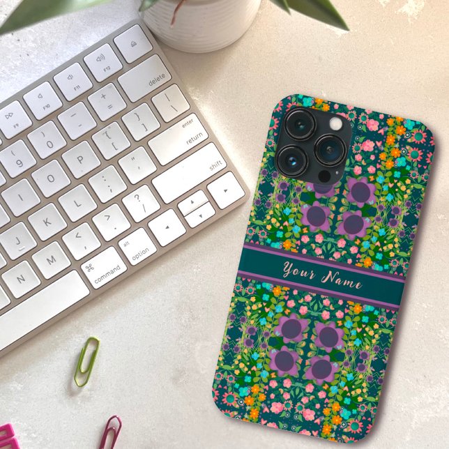 Coques Case-Mate iPhone Jolie Fleurs de Boho pourpre Motif de nom personna (Créateur téléchargé)