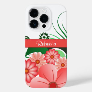 Coques Pour iPhone Jolie Fleurs Roses Nom Personnalisé Hibiscus Flor