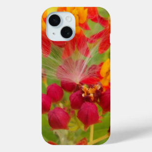 Coque Pour iPhone 15 Jolie florale colorée avec Milkweed Art Imprimer
