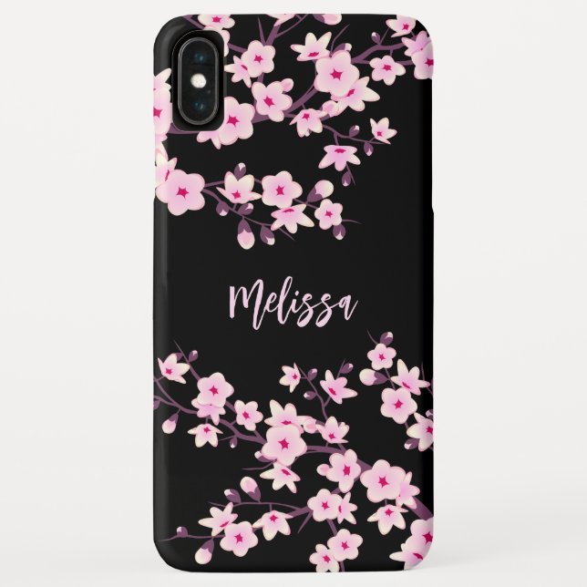 Coques Case-Mate iPhone Jolie florale Fleur de cerise Monogramme (Dos)