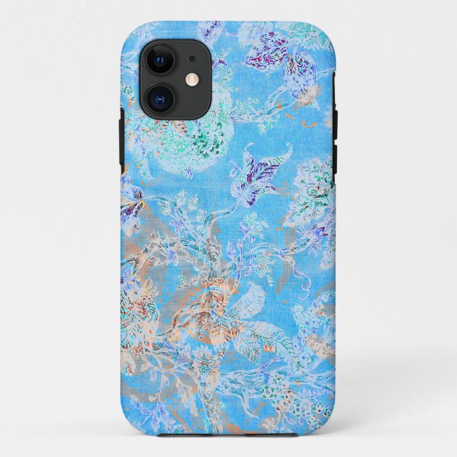 Coques Case-Mate iPhone Jolie florale pastel bleu (Dos)