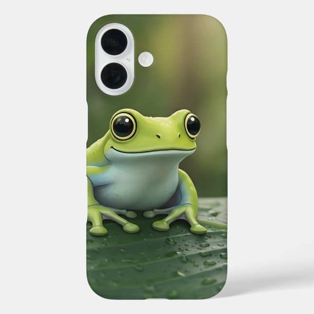 Coques Case-Mate iPhone Jolie grenouille verte sur feuille (Verso)