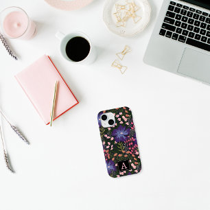 Coque Case-Mate iPhone Jolie initiale monogrammée de fleurs sauvages à l'