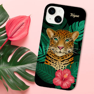 Coque Case-Mate iPhone Jolie jungle léopard Art Floral   Noir   Nom