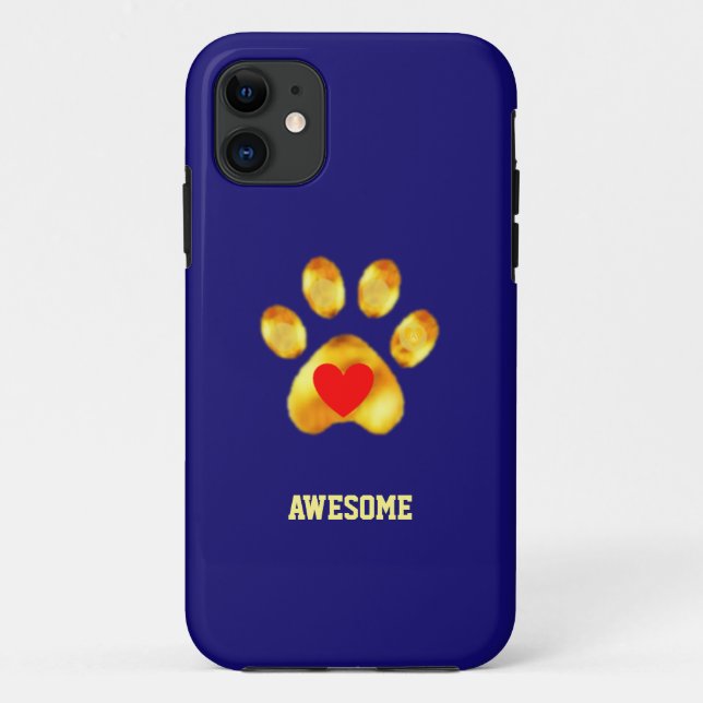 Coques Case-Mate iPhone Jolie patte dorée sur fond bleu marine (Dos)