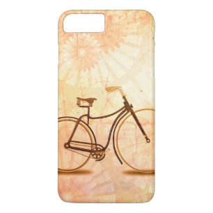 Coque iPhone 7 Plus Jolie pêche vintage de bicyclette de sépia florale