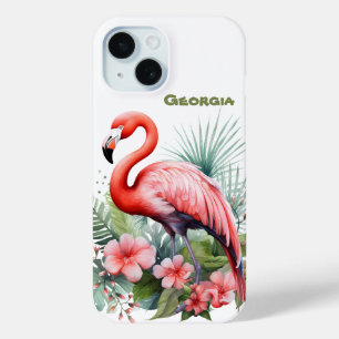 Coque Case-Mate iPhone Jolie plage rose flamingo ajouter nom