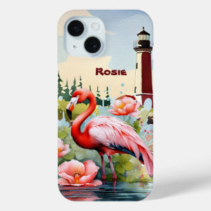 Coque Case-Mate iPhone Jolie plage rose flamingo ajouter nom