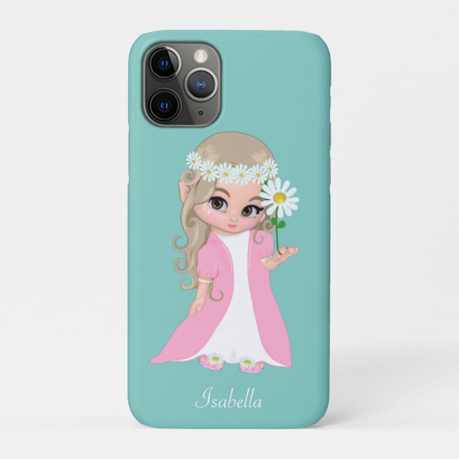 Coques Case-Mate iPhone Jolie princesse tenant une fleur sur fond sarcelle (Dos)
