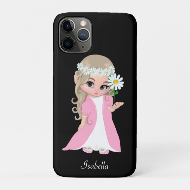 Coques Case-Mate iPhone Jolie princesse tenant une fleur sur le noir (Dos)
