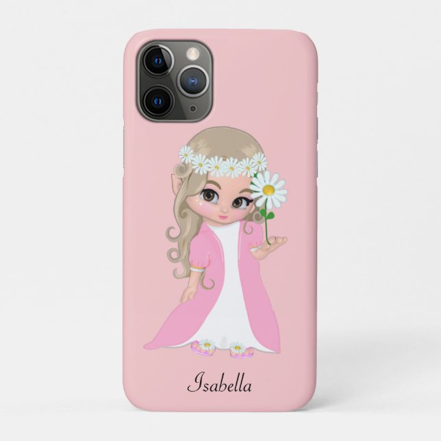 Coques Case-Mate iPhone Jolie princesse tenant une fleur sur rose clair (Dos)