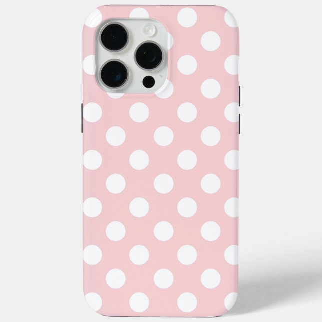 Coques Case-Mate iPhone Jolie Rose Quartz avec des Dots Polka blancs (Verso)