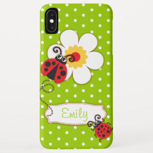 Coque Case-Mate iPhone Jolie rouge ladybug filles nom sur vert