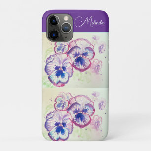 Case-Mate iPhone Case Jolie serviette à fleurs pastel violet pansy aquar