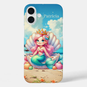 Coque Pour iPhone 16 Plus Jolie sirène ajouter un nom