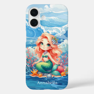 Coque Pour iPhone 16 Jolie sirène ajouter un nom