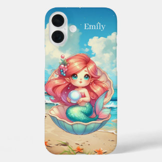 Coque Pour iPhone 16 Plus Jolie sirène ajouter un nom
