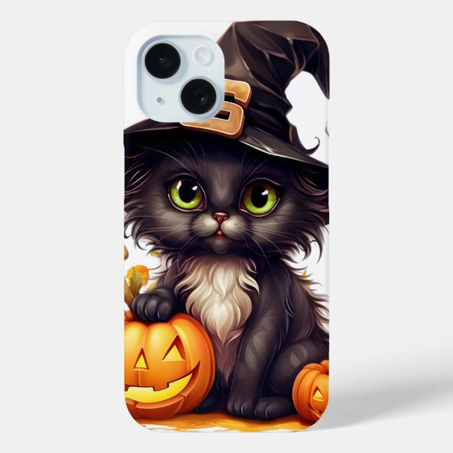 Coques Case-Mate iPhone Jolie sorcière de chat Halloween sur la saison d'a (Verso)