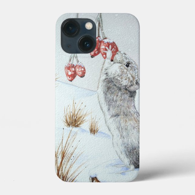 Coques Case-Mate iPhone jolie souris de champ neige d'hiver (Verso)
