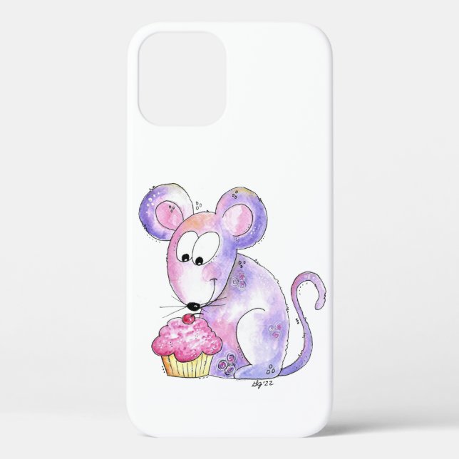 Coques Case-Mate iPhone Jolie souris fantaisiste avec un cupcake (Verso)
