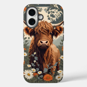 Coque Pour iPhone 16 Jolie vache Vintage Highland
