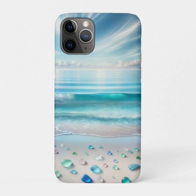 Coques Case-Mate iPhone Jolie vague bleu océan et verre de mer (Dos)