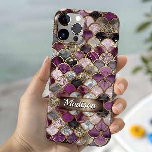 Coque Case-Mate iPhone Jolies écailles de sirène rose violet or