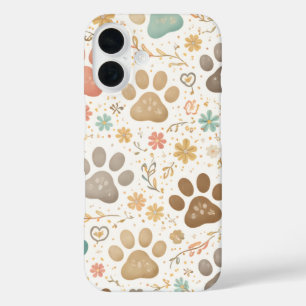 Coque Pour iPhone 16 Jolies Empreintes de Patte