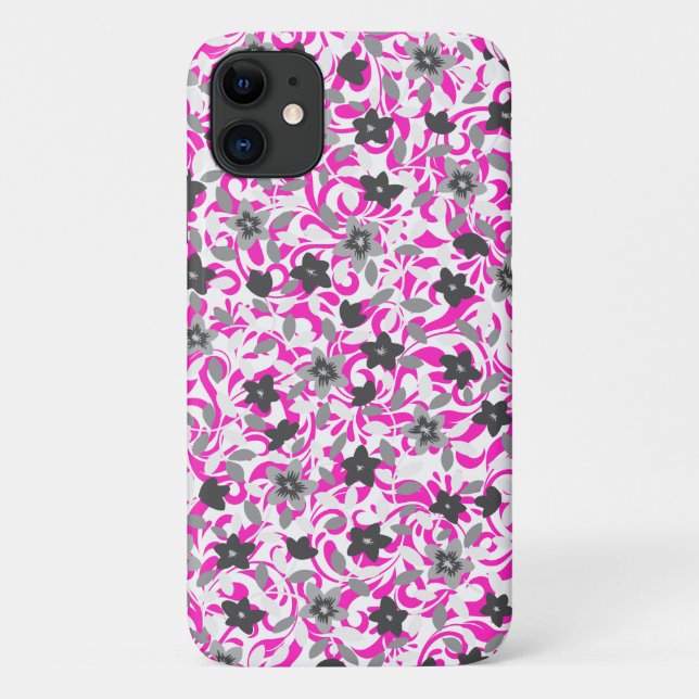 Coques Case-Mate iPhone Jolies fleurs abstraites roses grises blanches (Dos)