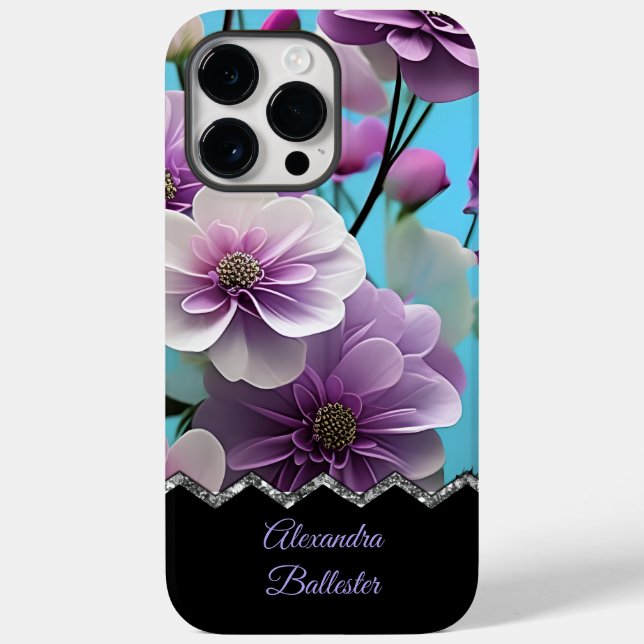 Coques Case-Mate iPhone Jolies fleurs rose violet lilas bleu (Verso)
