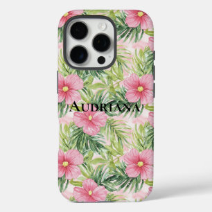 Coque iPhone 16 Pro Jolies Fleurs Tropicales Roses