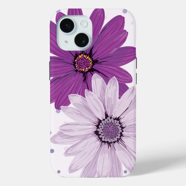 Coques Case-Mate iPhone Jolies marguerites violettes | Flore personnalisée (Verso)