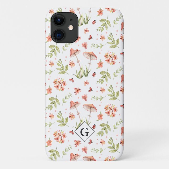 Coques Case-Mate iPhone Jolies Petites Coccinelles Floral | Monogramme (Dos)