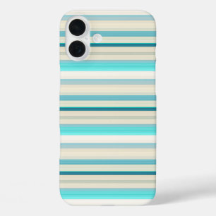 Coque Pour iPhone 16 Plus Jolies rayures aqua blanc