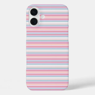 Coque Pour iPhone 16 Plus Jolies rayures blanches roses
