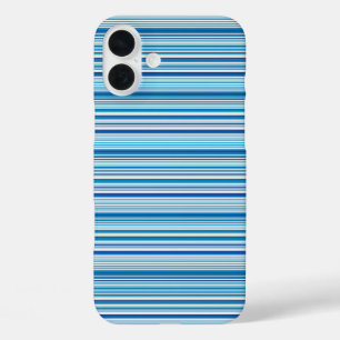Coque Pour iPhone 16 Plus Jolies rayures bleues blanches
