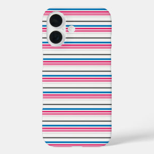 Coque Pour iPhone 16 Jolies rayures bleues blanches