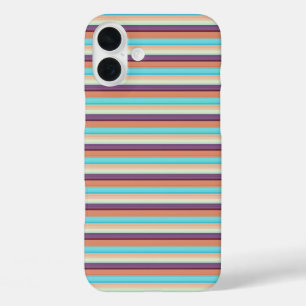 Coque Pour iPhone 16 Plus Jolies rayures bleues marron
