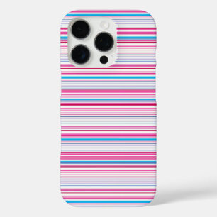 Coque iPhone 16 Pro Jolies rayures bleues roses