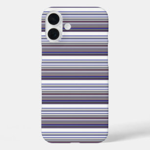 Coque Pour iPhone 16 Plus Jolies rayures grises bleues modernes