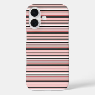 Coque Pour iPhone 16 Jolies rayures grises roses