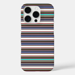 Coque iPhone 16 Pro Jolies rayures noir bleu
