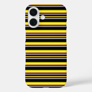 Coque Pour iPhone 16 Jolies rayures noires jaunes