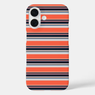 Coque Pour iPhone 16 Jolies rayures orange bleu