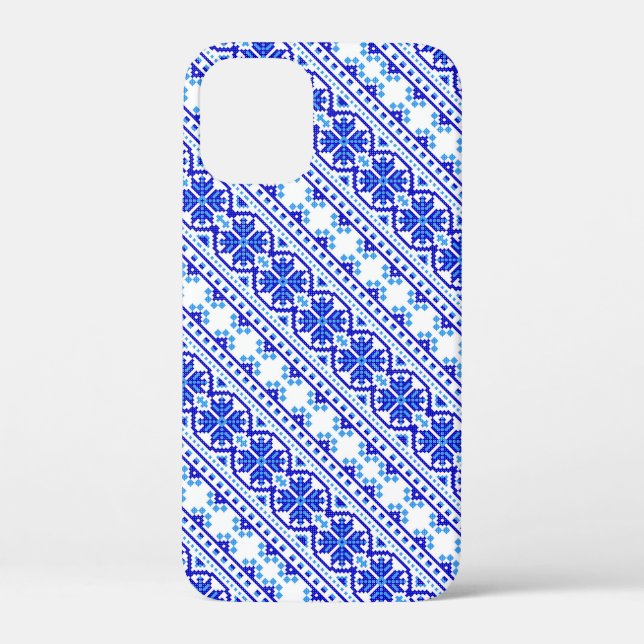 Coques Case-Mate iPhone Jolies rayures ukrainiennes décoratives bleues bla (Verso)
